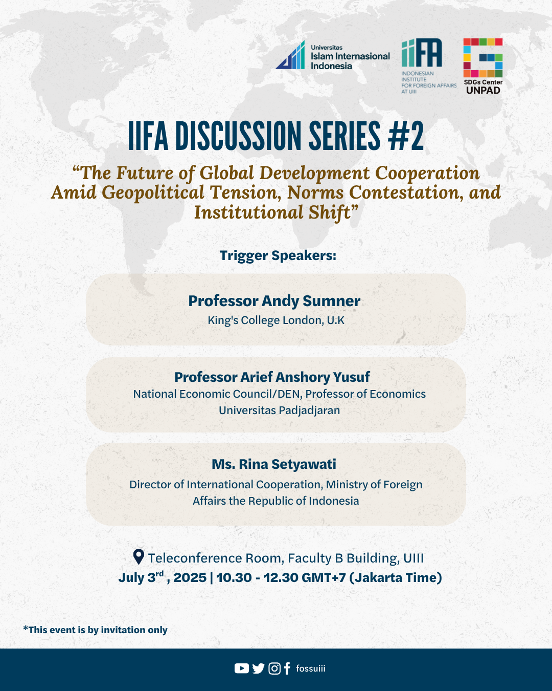 IIFA Discussion Series #2: "The Future of Global Development Cooperation Amid Geopolitical Tension, Norms Contestation, and Institutional Shift"