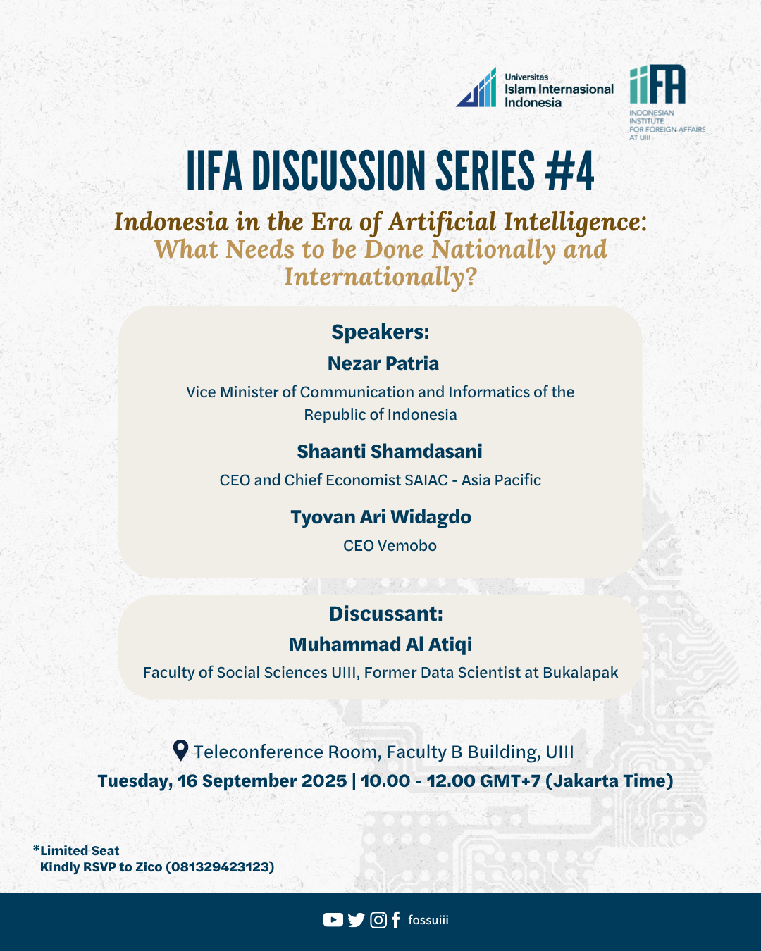 IIFA Discussion Series #4: "Indonesia in the Era of Artificial Intelligence: What Needs to be Done Nationally and Internationally?"